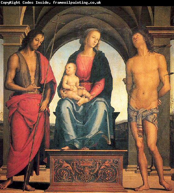 PERUGINO, Pietro Madonna and Child with Saints John the Baptist and Sebastian